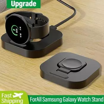 Подставка для беспроводной зарядки часов Samsung Galaxy Watch 6 5 4 3 Pro 45/40/44 мм Active 2 Classic Type C быстрая зарядная док-станция белый