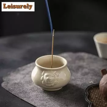 Подставка для благовоний из серой линии из травы и дерева ручной работы, эстетическая небольшая подставка для благовоний, ароматическая печь, принадлежности для кафе, ремесло