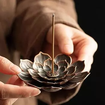 Подставка для благовоний из сплава, подставка для лотоса, подставка для улавливания пепла, держатель для благовоний для успокоения нервов, настольный декор