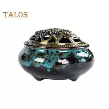 Подставка для благовоний, медленный дым, очистка воздуха, ледяная трещина, узор, привлекательный снятие стресса, благовонная башня, поставка в комнату для йоги синий