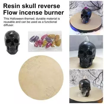 Подставка для благовоний в виде черепа на Хэллоуин, курильница с обратным потоком в виде черепа из смолы, жуткая водопадная горелка, ароматерапевтический диффузор
