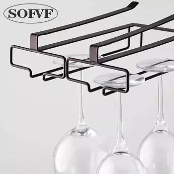 Подставка для бокалов для красного вина, железная двухрядная полка для хранения чашек, неперфорированная подвесная полка для хранения дренажных принадлежностей.