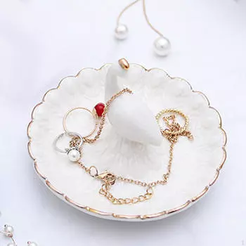 Подставка для браслета Peacock Jewelry Tray, многофункциональное керамическое хранилище для ожерелий белый