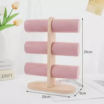 Подставка для браслетов из бамбука и дерева - стойка и органайзер для ювелирных изделий 29.2*9.1*20 cm грязно-белый