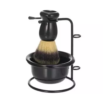 Подставка для бритья и набор чаш, металлический держатель кисточки для бритья, мыльница, кружка, пластик для мужчин, инструменты для удаления бороды чёрный