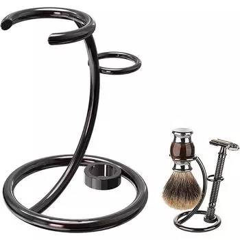 Подставка для бритвы и помазка Классический держатель для безопасного хранения бритвы Держатель для помазка чёрный
