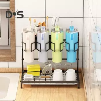 Подставка для бутылок с водой, держатель для стаканов из углеродистой стали с поддоном для сбора капель, многофункциональный органайзер для кухни, держатель для стакана Stanley 40 унций белый