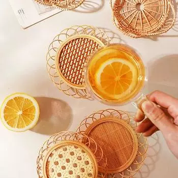 Подставка для чашек из ротанга, бамбуковая подставка для чашек, чайные аксессуары, подставка для чая, чайный маршрут, подставка для японской чайной чашки