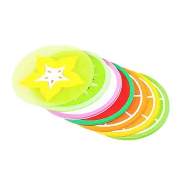 Подставка для чашек с фруктами, силиконовая подставка для столовых приборов, 7 шт., держатель для напитков, противоскользящий кухонный коврик 8.8*8.8cm