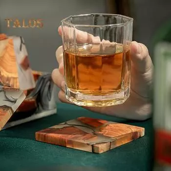 Подставка для чашек с прозрачной текстурой, противоскользящая квадратная большая изоляционная подставка из смолы, поднос, товары для дома 8 cm