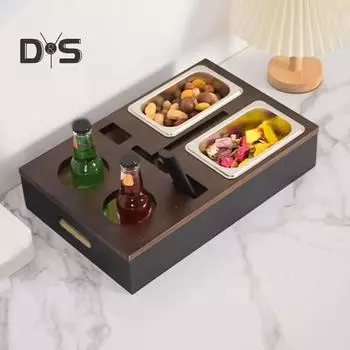 Подставка для чашки на диване, большая вместимость, несколько отделений, многофункциональная деревянная консоль на диване, поднос для закусок и фруктов