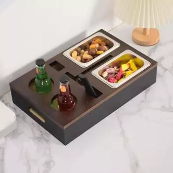 Подставка для чашки на диване, большая вместимость, несколько отделений, многофункциональная деревянная консоль на диване, поднос для закусок и фруктов