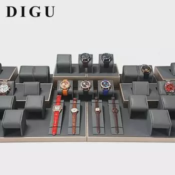 Подставка для часов Digu Jewelry и многосекционная серая витрина