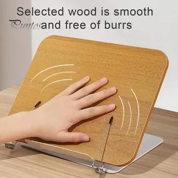 Подставка для чтения из дерева, подъемная, с вращающимся на 360° основанием, эластичные зажимы для страниц, подставка для чтения нотных записей, рецептов B светло-коричневого