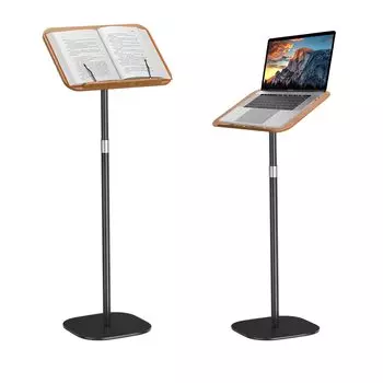Подставка для чтения POLESTO, подъемная, регулируемая, с боковым столиком, угол наклона, металлическая конструкция, прочная, устойчивая основа, поставляется с деревянным держателем для нот