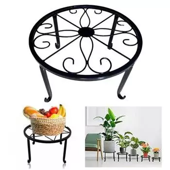 Подставка для цветочного горшка, полка для дисплея, высокая стабильность, сильная несущая нагрузка, нержавеющий горшок для внутреннего и наружного использования чёрный