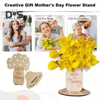 Подставка для цветов, деревянная настольная, подобранная вручную подставка для цветов, многоразовая, самодельная подставка для цветов, подарок для мамы от детей