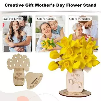 Подставка для цветов, деревянная настольная, подобранная вручную подставка для цветов, многоразовая, самодельная подставка для цветов, подарок для мамы от детей