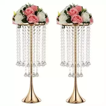 Подставка для цветов из 2-х акриловых подвесных бусин, гальванический процесс, настольная подставка для цветов, украшение для дома, свадебное украшение