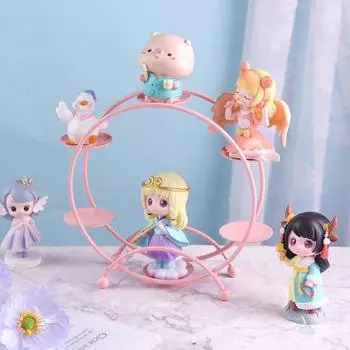 Подставка для демонстрации фигурок, вращающееся колесо обозрения, 8 позиций, прочная, устойчивая, мультяшная, десертная подставка, украшение на день рождения, свадьбу белый