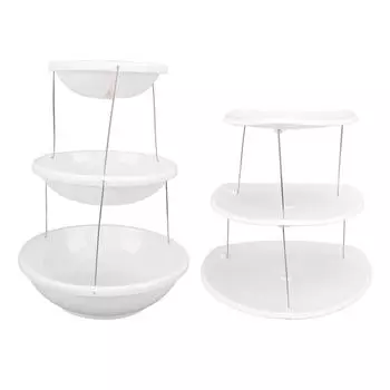 Подставка для десерта, белая пластиковая, нержавеющая сталь, многофункциональная, складная, 3-х уровневая, для сервировки десертов Round