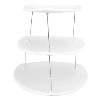 Подставка для десертов Белый пластик Нержавеющая сталь Многофункциональная Складная 3-ярусная Башня для подачи десертов Triangular