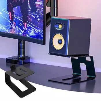 Подставка для динамиков для улучшенного прослушивания. Подставка для настольного студийного монитора с наклоном в 5 градусов. С-образная настольная аудио стойка для книжной полки. чёрный