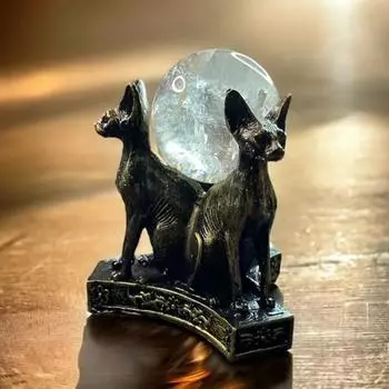 Подставка для дисплея в виде искусственного хрустального шара, держатель для руки черного кота, скульптура из смолы A