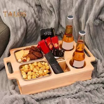 Подставка для дивана с 7 отделениями, большая вместимость, легко моется, многофункциональный поднос для закусок и фруктов, стойка для хранения чашек с защитой от проливания