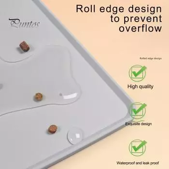 Подставка для домашних животных Водонепроницаемый силиконовый коврик для корма для домашних животных с приподнятыми краями Водонепроницаемый коврик для миски для домашних животных для собак M серый