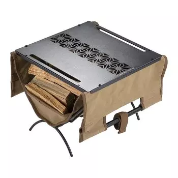 Подставка для дров CAMPING MOON с верхней пластиной для полевого стола-подставки для дров, приставной столик для костра, черный TAB-285