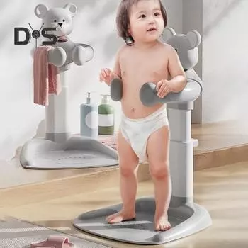 Подставка для душа для младенца с регулируемой высотой и нескользящим основанием, портативная подставка для ванны, подставка для душа для ванны, лучшая поддержка для детской ванны Bear розовый