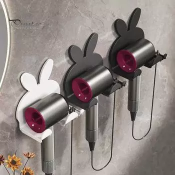 Подставка для фена для настенного монтажа U-образной формы, прочная несущая способность, установка без сверления, универсальный держатель для фена с ящиком для хранения A серый