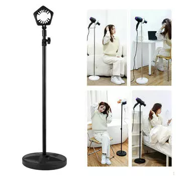 Подставка для фена Hands Free, регулируемая высота и угол наклона, нескользящая, вращающийся на 180° напольный вентилятор Hair Dryer Stand