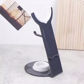 Подставка для фена, настольная пластиковая вешалка, вертикальная полка для фена с органайзером для вилки питания, без перфорации, кронштейн для фена серый