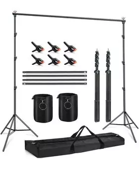 Подставка для фоновой фотографии Hemmotop 280 x 300 см, подставка для фоновой бумаги 3 м, в комплект входят 2 мешка с песком для фотографий и 6 зажимов для фоновой ткани, большие зеленые