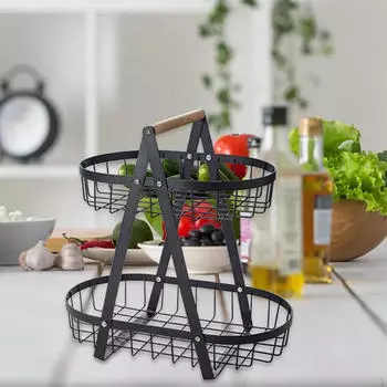 , Подставка для фруктов, 2 уровня, Корзина чёрный