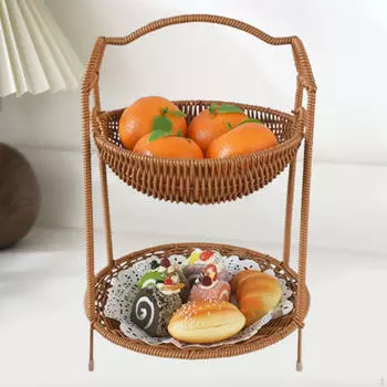 Подставка для фруктов, место для хранения закусок, 2-х ярусная, ручная работа, прочная, столешница, поднос, буфет