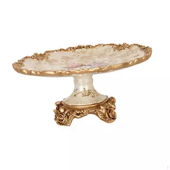 Подставка для фруктов в винтажном стиле, плоская тарелка для украшения дома, цветочная десертная чаша на ножках