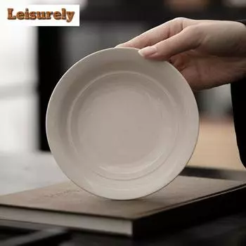 Подставка для горшка из серой глазури из травы и дерева, расписанная вручную каллиграфия, столик для сухого заваривания, поднос для чая, фруктовая тарелка, чайные принадлежности, аксессуары