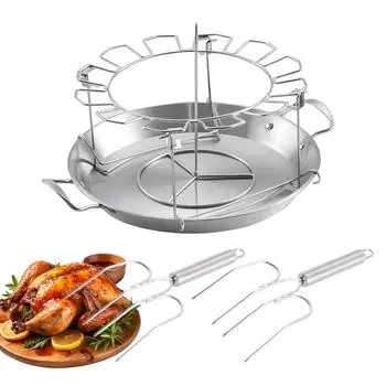 Подставка для гриля куриных ножек, круглая подставка для крылышек, подставка для гриля куриных ножек, антипригарный держатель для ножек, аксессуары для барбекю с поддоном для сбора жира