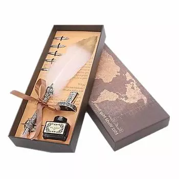 Подставка для гусиной ручки, чернильница, набор из 4 шт., старинная перьевая ручка, перьевая ручка, перо [ST TS] (02 белый)