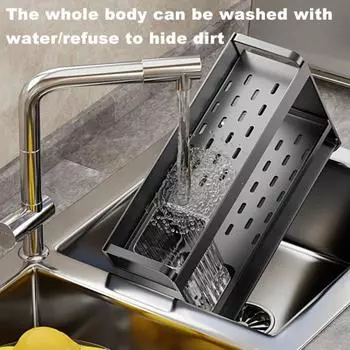 Подставка для хранения губки, нержавеющая, устойчивая к коррозии, прочная, выдерживающая нагрузку, многофункциональная кухонная мойка S чёрный