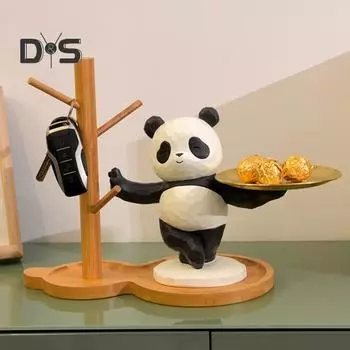 Подставка для хранения ключей в виде панды, органайзер для статуэтки панды из смолы, декоративный подставка для хранения панды, домашний декор для стола в гостиную, офис, кабинет C