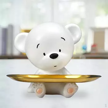 Подставка для хранения медведя, симпатичные скульптуры животных, держатель для ключей из смолы, серьги, органайзер для стола Polar Bear