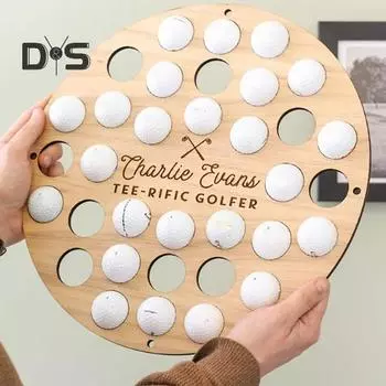 Подставка для хранения мячей для гольфа, стойка для хранения, 34 отверстия, гладкие края, без заусенцев, деревянный держатель для мячей для гольфа, настенное крепление, полка S