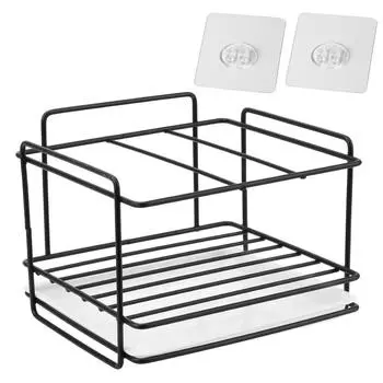 Подставка для хранения мыла Держатель для кухонных полотенец Подставка для губок Железная полка Органайзер для ванной Держатель для губок Кухонные принадлежности Держатель для ванной Black