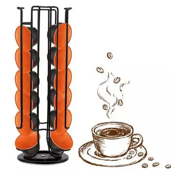 Подставка для хранения на башне, 24 чашки для капсул Dolce Gusto, вращающийся держатель для кофейных капсул из нержавеющей стали, стойка для капсул, аксессуары для кафе silver