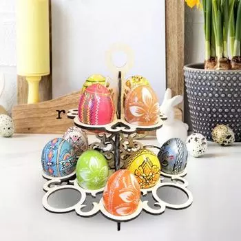 Подставка для хранения пасхальных яиц, 2 яруса, деревенский деревянный красочный держатель для яиц, органайзер, подставка для дисплея, домашний офис, кухонный стол, центральное украшение