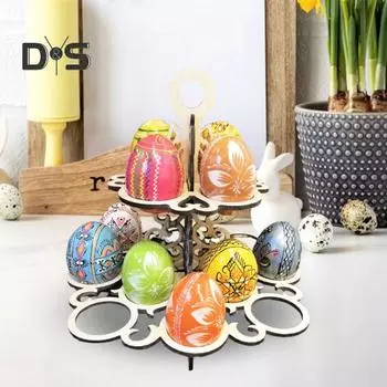 Подставка для хранения пасхальных яиц, 2 яруса, деревенский деревянный красочный держатель для яиц, органайзер, подставка для дисплея, домашний офис, кухонный стол, центральное украшение